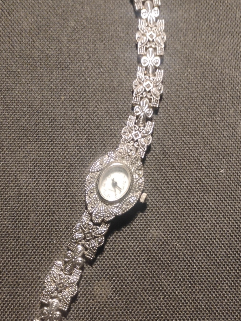 Ornate Silver Floral Filigree Women's Bracelet Watch